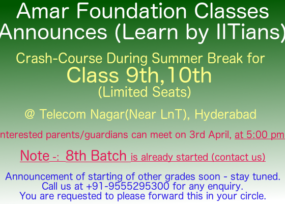 Crash Course for 8th/9th and 10th